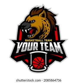 Hyena mascot for a basketball team logo. Vector illustration. Great for team or school mascot or t-shirts and others.	