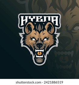 Hyena mascot logo design vector with modern illustration concept style for badge, emblem and t shirt printing. Hyena head illustration for sport and esport team.