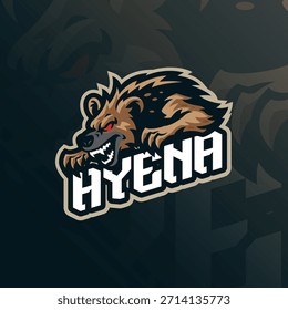 Vector de diseño de logotipo de mascota de Hyena. Ilustración de hiena enojada.