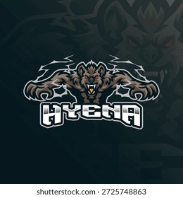 Vector de diseño de logotipo de mascota de Hyena. Ilustración de hiena enojada para el deporte y el equipo de deportes electrónicos.