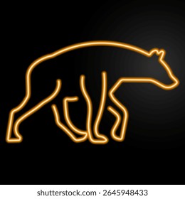 sinal de néon hyena, design de banner brilho moderno, tendências de design moderno colorido no fundo preto. Ilustração vetorial.