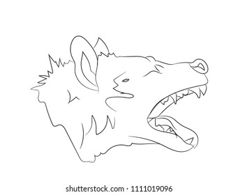hyena portrait, lines, vector, white background