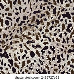 Hyena Print Seamless Pattern. Animal Skin. Abstract Pattern on Colored Backdrop. Hand Drawn Hyena Skin Background. Vector Tile with Wild Animal Fur.