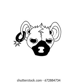 Hyena punk, hand drawn vector illustration.
