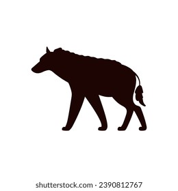 Hyena silhouette, cartoon vector illustration isolated on white background. Black icon or dark shadow in the shape animal, dog or wolf. Wild animal from Africa. Scary predator, side view profile.