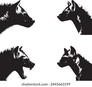 Hyena silhouette collection. Logo Set.