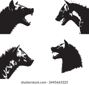 Hyena silhouette collection. Logo Set.