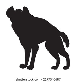 Hyena Silhouette Icon. Wild Animal Outline Contour Style Image. Hand Drawn Isolated Image For Prints, Designs, Cards.