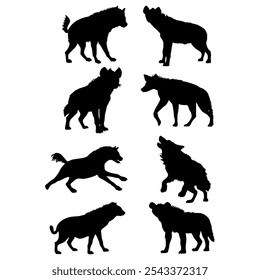 Hyena silhouette on white background.