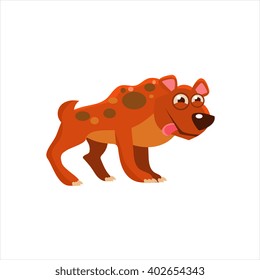 Hyena With Tongue Out Flat Vector Illustration In Primitive Cartoon Style Isolated On White Background