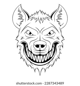 Hyena. Vector illustration of angry animal. Sketch  african spotted wild animal.