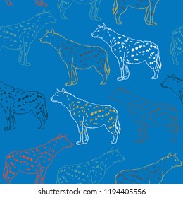 Hyena vector seamless pattern isolated on background. African fashion motive for fabric, textile
