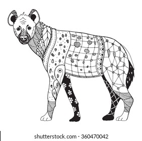 Hyena zentangle stylized, vector, illustration, freehand pencil, hand drawn, zen art, pattern.