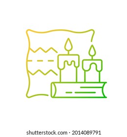 Hygge gradient linear vector icon. Key to happiness. Nordic lifestyle trend. Comfortable atmosphere creation. Thin line color symbols. Modern style pictogram. Vector isolated outline drawing