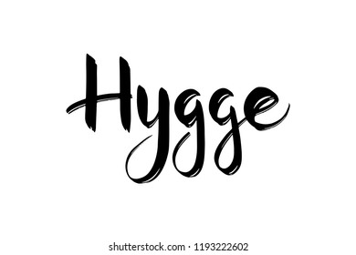 Hygge hand drawn lettering for hygge lifestyle poster, banner, logo, icon, greeting card, promo. Danish happieness, vector illustration, modern calligraphy. Danish living concept