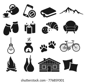 Hygge icon set vector