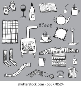 Hygge illustration drawing doodle objects
