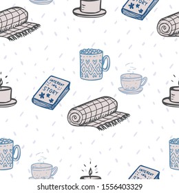 Hygge Scandinavian Style Vector Hand Drawn Seamless Pattern.