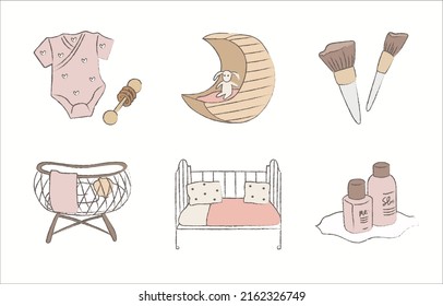 Hygge style Hand drawn daily objects 