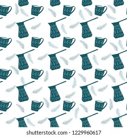 Hygge style hand drawn vector seamless pattern for textile, wallpapers and wrapping paper. Cosy home winter pale palette.