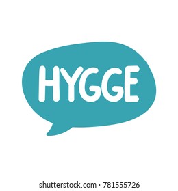 Hygge. Vector hand drawn icon, badge illustration on white background.