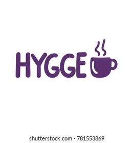 Hygge. Vector icon, badge illustration on white background.