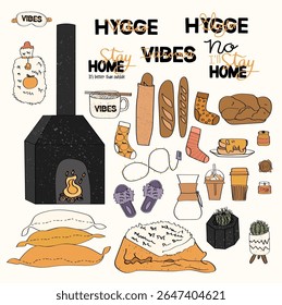 hygge vibes graphic elements collection	