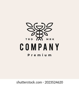 hygiea bowl caduceus leaf tree medical pharmacy hipster vintage logo vector icon illustration