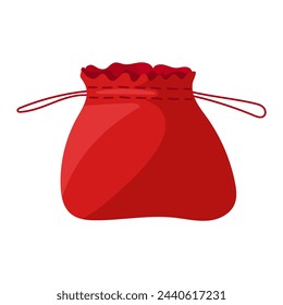 La bolsa de higiene está cosida a mano de tela. Una bolsa conceptual para accesorios de baño o para guardar cualquier cosa. Ilustración plana elegante del vector, bolso rosado de las mujeres . Ilustración vectorial. Aislado