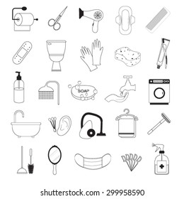 Hygiene And Bathroom Icons Set