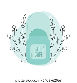Hygiene care. Hand drawn deodorant. Daily protection from sweat. Vector
