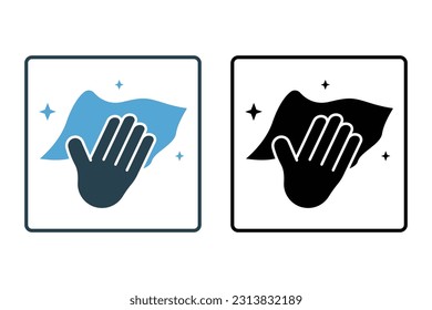 Hygiene cleaning. hand with wet cleaning. Solid icon style design. Simple vector design editable