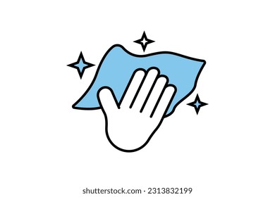 Hygiene cleaning. hand with wet cleaning. Two tone icon style design. Simple vector design editable
