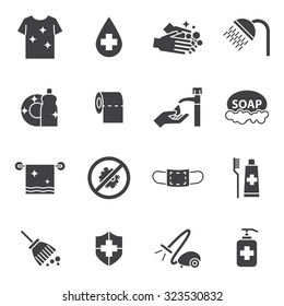 hygiene and Cleaning icons set