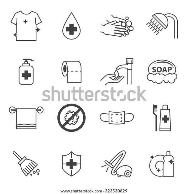 Hygiene And Cleaning Icons Set