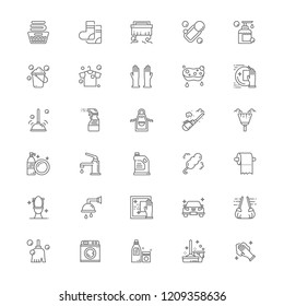 hygiene cleaning line icon set