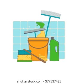 Hygiene and cleaning products in flat style