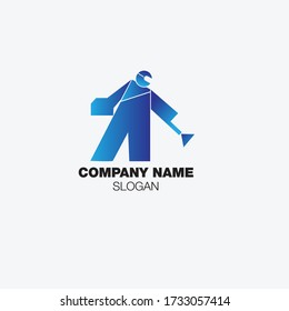 Hygiene, Disinfection and Decontamination Company Logo Vector. A man wearing personal protective equipment , google and mask