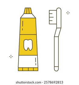 Hygiene Essentials Toothbrush and Toothpaste Vector Icon Design