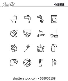 Hygiene flat icon set. Collection of high quality outline symbols for web design, mobile app. Hygiene vector thin line icons or logo.