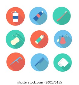 Hygiene flat style icons set colorful