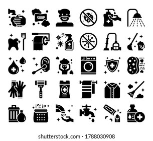 hygiene glyph vector icons pixel perfect