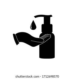 Vector de icono manual de higiene. Lavando la mano.  icono del spray del frasco 