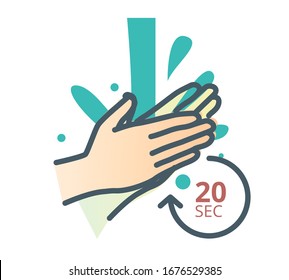 Hygiene - Handwash - 20 Seconds - Stock Icon  As EPS 10 File