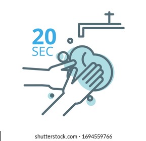 Hygiene - Handwash - 20 Seconds - Stock Icon  as EPS 10 File