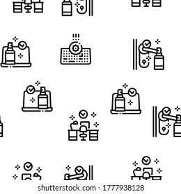 Hygiene And Healthcare Seamless Pattern Vector Thin Line. Illustrations