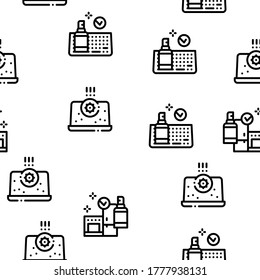 Hygiene And Healthcare Seamless Pattern Vector Thin Line. Illustrations