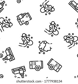 Hygiene And Healthcare Seamless Pattern Vector Thin Line. Illustrations