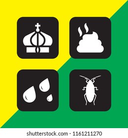 hygiene icon. 4 hygiene set with wet, poop, crown and cockroach vector icons for web and mobile app