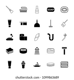 Hygiene icon. collection of 25 hygiene filled and outline icons such as cream tube, electric razor, razor, soap, dustpan, pipe. editable hygiene icons for web and mobile.